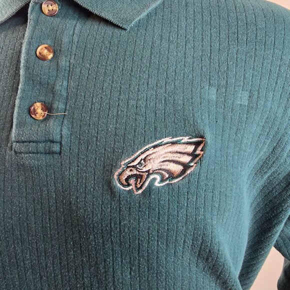 Vintage Philadelphia Eagles Polo Shirt Mens Large Green NFL Embroidered The Edge - Picture 4 of 7